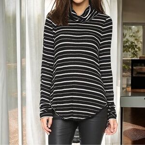 We The Free Kristina Striped Drippy Waffle Knit Cowlneck Thermal Size L